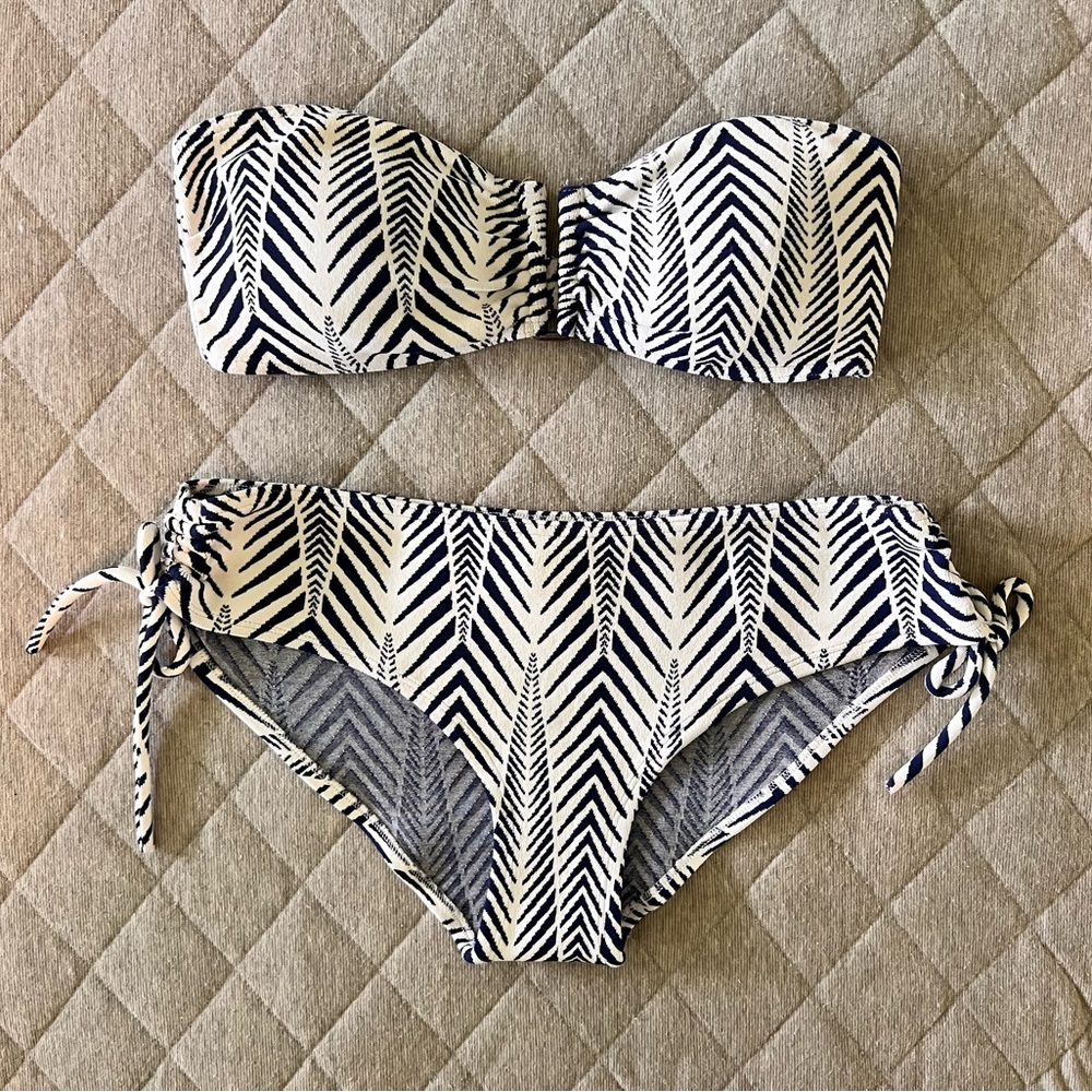 BLUE LOBSTER Sz 40 FR Medium Navy Blue & White Bikini Made in France Exc Cond